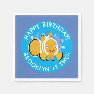Schattigee Happy Clownfish gepersonaliseerde verja Servet