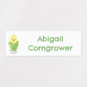 Schattigee Happy Corn cartoon gepersonaliseerd Labels (Design 1)