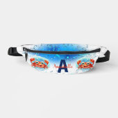 Schattigee Happy Crab Blue White Zomervakantie naa Heuptasje (Voorkant)