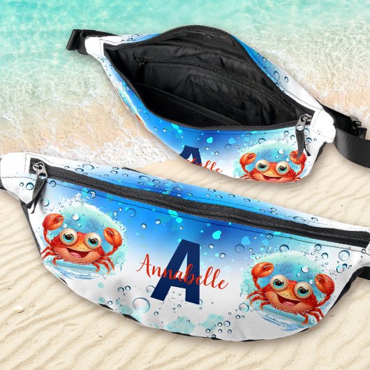 Schattigee Happy Crab Blue White Zomervakantie naa Heuptasje