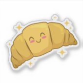Schattigee Happy Croissant tekening Sticker (Voorkant)
