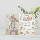 Schattigee Happy Dinosaurs 3e Derde Verjaardag Fot Kaart (Staand voorkant)