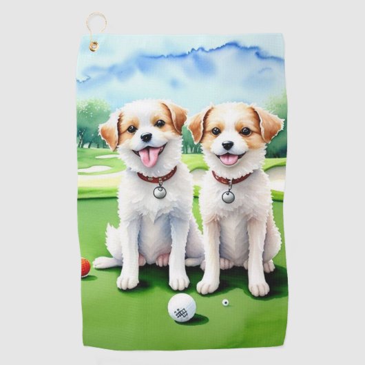 Schattigee Happy Dogs Golfhanddoek (Voorkant)