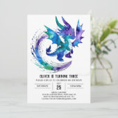 Schattigee Happy Dragon Digital Boy Verjaardag Kaart (Staand voorkant)