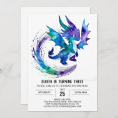 Schattigee Happy Dragon Digital Boy Verjaardag Kaart (Voorkant / Achterkant)