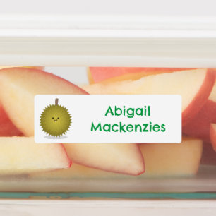 Schattigee Happy Durian cartoon gepersonaliseerd Labels