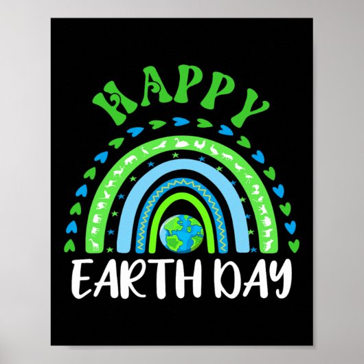 Schattigee Happy Earth Day Schattigee Rainbow Eart Poster (Voorkant)
