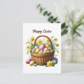 Schattigee Happy Easter basket Feestdagenkaart (Staand voorkant)