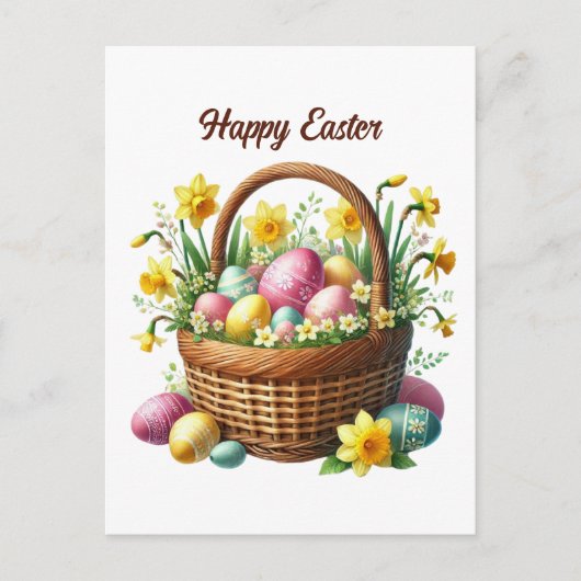 Schattigee Happy Easter basket Feestdagenkaart (Voorkant)