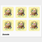 Schattigee Happy Easter basket Vierkante Sticker (Vel)