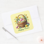Schattigee Happy Easter basket Vierkante Sticker (Envelop)
