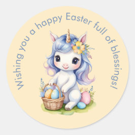 Schattigee Happy Easter Blessings Eenhoorn Sticker