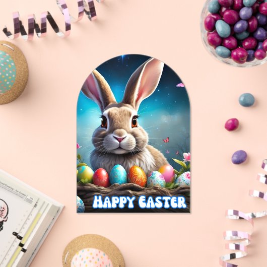 Schattigee Happy Easter Bunny 2025 Acryl Uitnodigingen (Insitu (Viering))