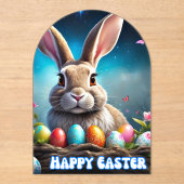 Schattigee Happy Easter Bunny 2025 Acryl Uitnodigingen (Voorkant)