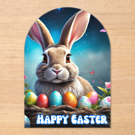 Schattigee Happy Easter Bunny 2025 Acryl Uitnodigingen