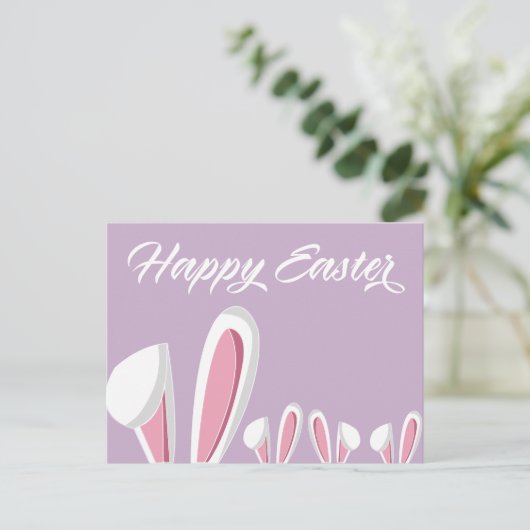 Schattigee Happy Easter Bunny Ears Modern Briefkaart (Staand voorkant)