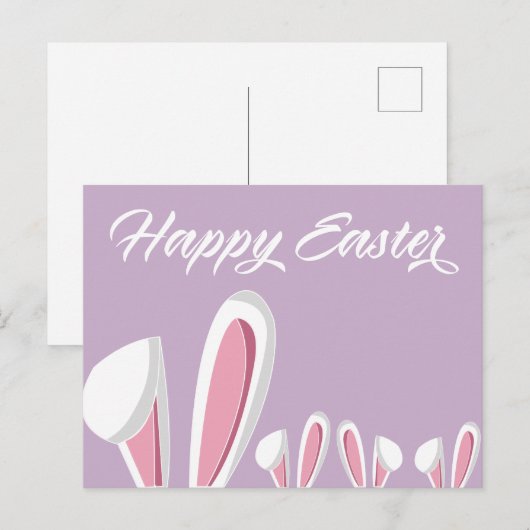 Schattigee Happy Easter Bunny Ears Modern Briefkaart (Voorkant / Achterkant)