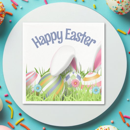Schattigee HAPPY EASTER Bunny Ears Modern gekleurd Servet