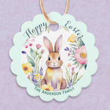 Schattigee Happy Easter Bunny en bloemen gepersona