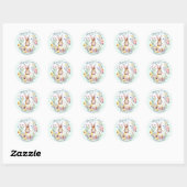 Schattigee Happy Easter Bunny en bloemen gepersona Ronde Sticker (Vel)