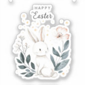 Schattigee Happy Easter Bunny kinder Sticker (Voorkant)