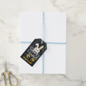 Schattigee Happy Easter Bunny met Yellow Paw Gift  Cadeaulabel (Met Touw)