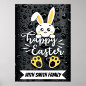 Schattigee Happy Easter Bunny met Yellow Paw Poster (Voorkant)
