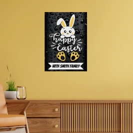 Schattigee Happy Easter Bunny met Yellow Paw Poster