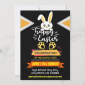 Schattigee Happy Easter Bunny met Yellow Paw Print Kaart (Voorkant)