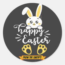 Schattigee Happy Easter Bunny met Yellow Paw Print