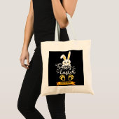 Schattigee Happy Easter Bunny met Yellow Paw Print Tote Bag (Voorkant (product))