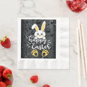 Schattigee Happy Easter Bunny met Yellow Paw-serve Servet (Insitu)