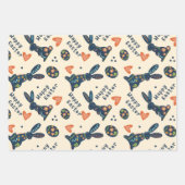 Schattigee Happy Easter Bunny Pattern Custom Folk Inpakpapier Vel (Voorkant)