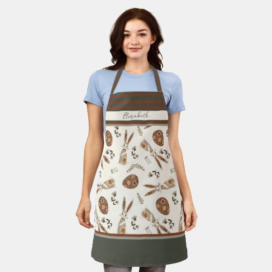 Schattigee Happy Easter Bunny Pattern Custom Name Schort (Gedragen)