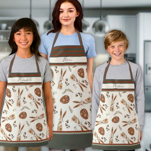 Schattigee Happy Easter Bunny Pattern Custom Name Schort