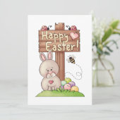 Schattigee Happy Easter bunny Vakantie kaart (Staand voorkant)