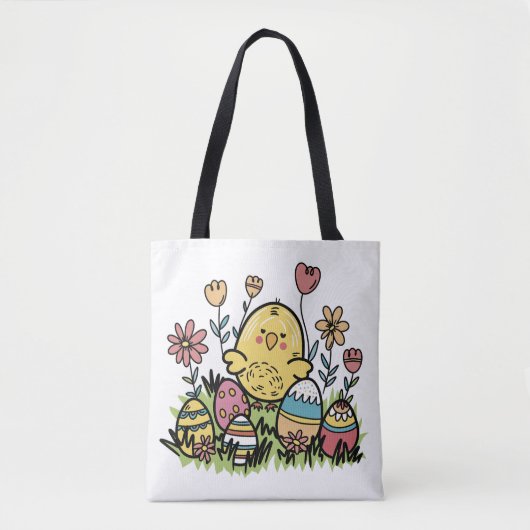 Schattigee 'Happy Easter'-Canvas tas (Voorkant)
