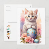 Schattigee Happy Easter Cat Feestdagenkaart (Voorkant / Achterkant)