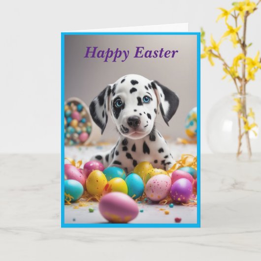 Schattigee Happy Easter Dog Kaart (Gele Bloem)