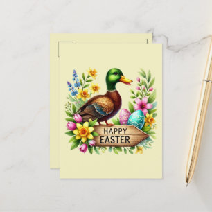 Schattigee Happy Easter duck bericht toevoegen Feestdagenkaart