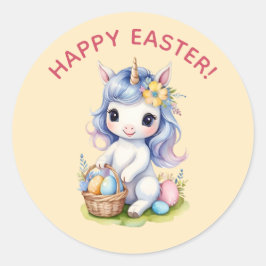 Schattigee Happy Easter Eenhoorn Sticker