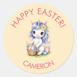 Schattigee Happy Easter Eenhoorn Sticker