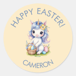 Schattigee Happy Easter Eenhoorn Sticker