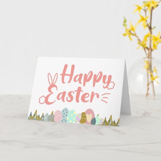 Schattigee Happy Easter Eggs Kaart (Gele Bloem)