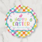 Schattigee Happy Easter Gepersonaliseerde Plaid Fa Bedankjes Labels (Voorkant)