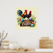 Schattigee Happy Easter haan Poster (Keuken)