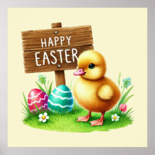 Schattigee Happy Easter haan Poster