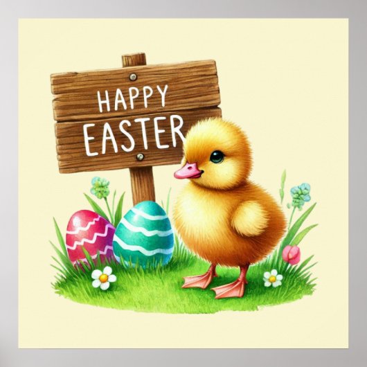 Schattigee Happy Easter haan Poster (Voorkant)