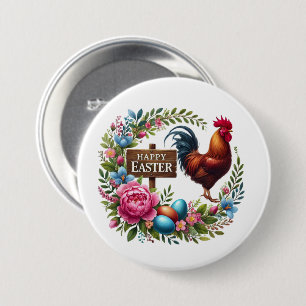 Schattigee Happy Easter haan Ronde Button 7,6 Cm