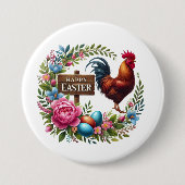 Schattigee Happy Easter haan Ronde Button 7,6 Cm (Voorkant)